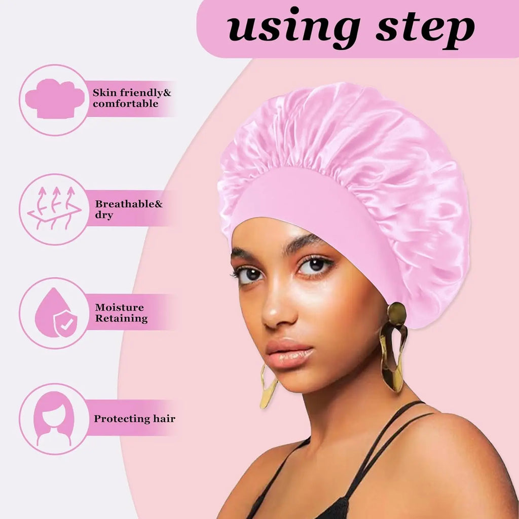 Shower Cap Hairdressing Hair Care Hat High Elasticity Monthly Shower Cap Female Nursing Satin Sleeping Cap