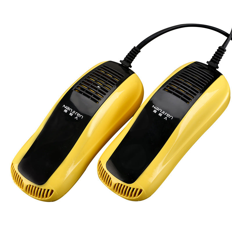Yellow and black shoe dryers with 'Naylure' branding on a white background