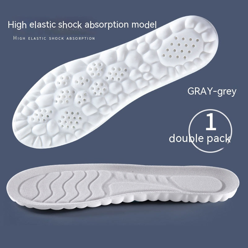 White shoe insole with high elastic shock absorption on a blue background