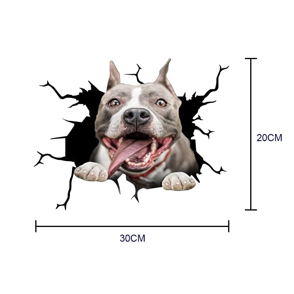 Dog wall sticker with dimensions on a white background