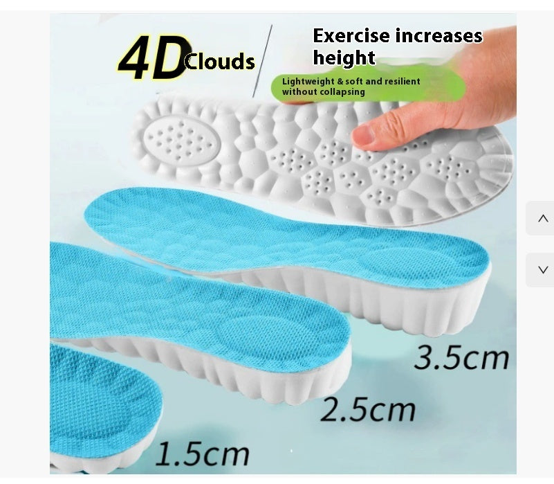 Insole with 4D Clouds technology showing height increase and texture details.