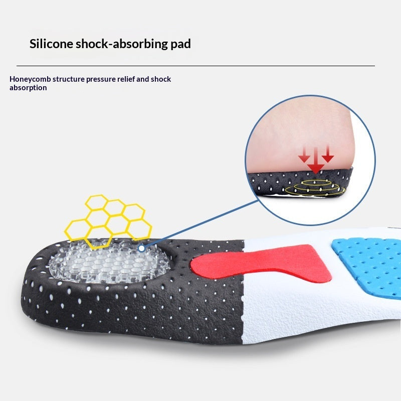 Silicone shock-absorbing pad with honeycomb structure on a white background