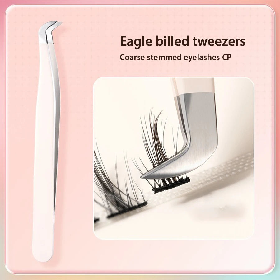 Multifunctional Tweezers Stainless Steel Eyelash Tweezers Grafting False Eyelash Patches False Eyelash Aids Portable Tweezers Be