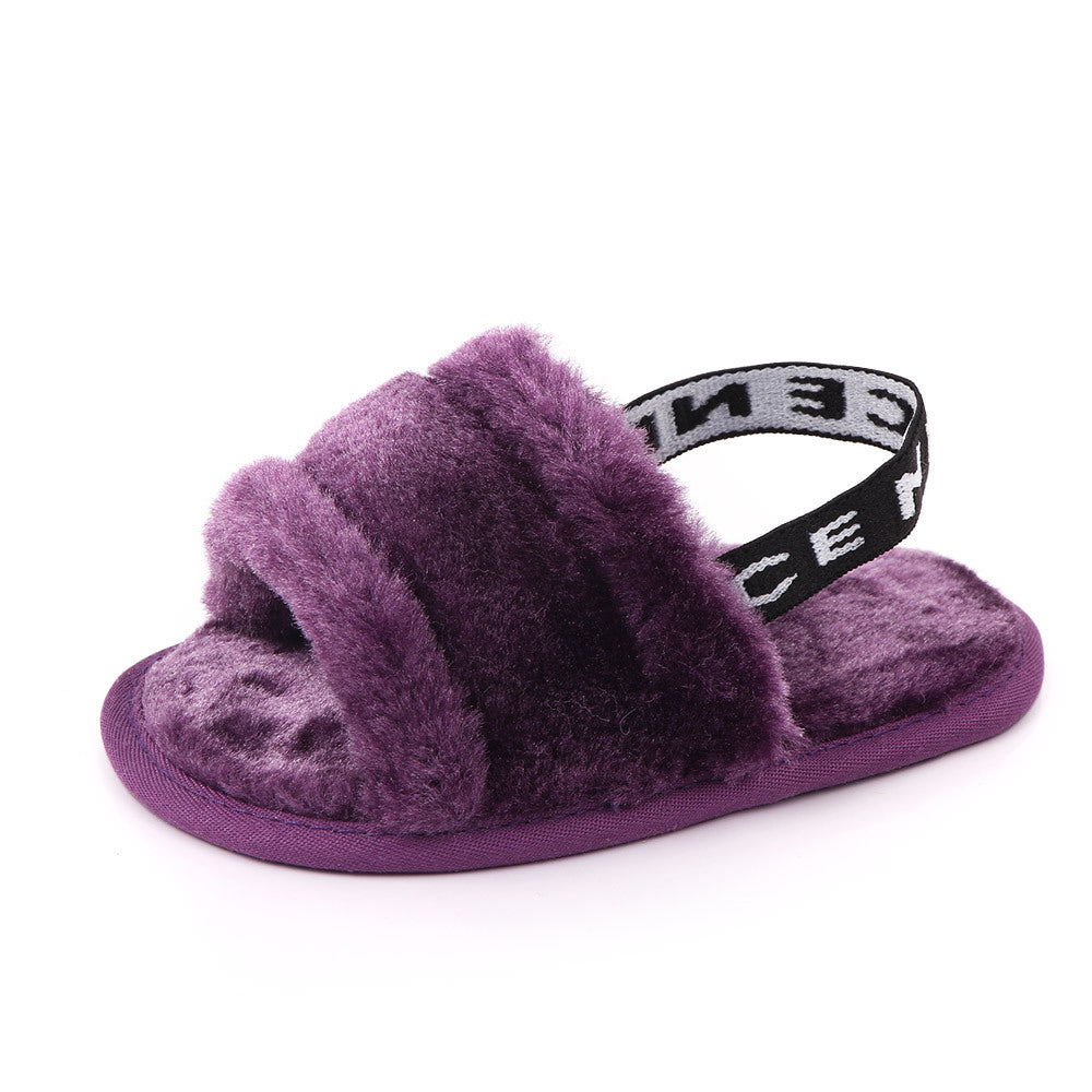 Baby Fur Sandals — Soft Fleece Non-Slip Infant Shoes
