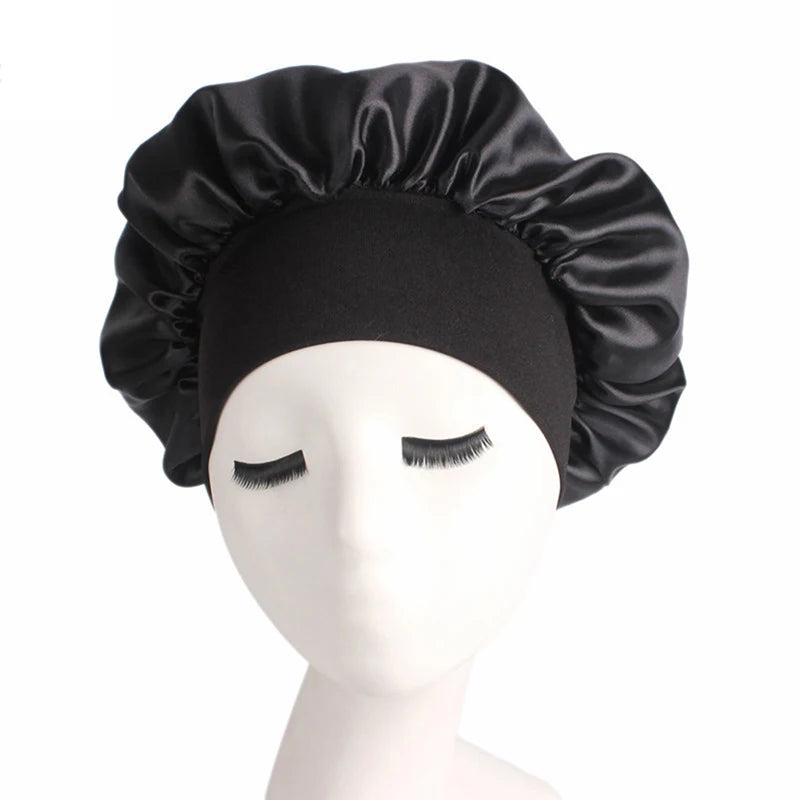 Newly Satin Night Hair Cap Women's Solid Sleeping Hat Sleep Care Bonnet Nightcap For Women Unisex Cap
