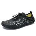 Black water shoe with white sole on a white background