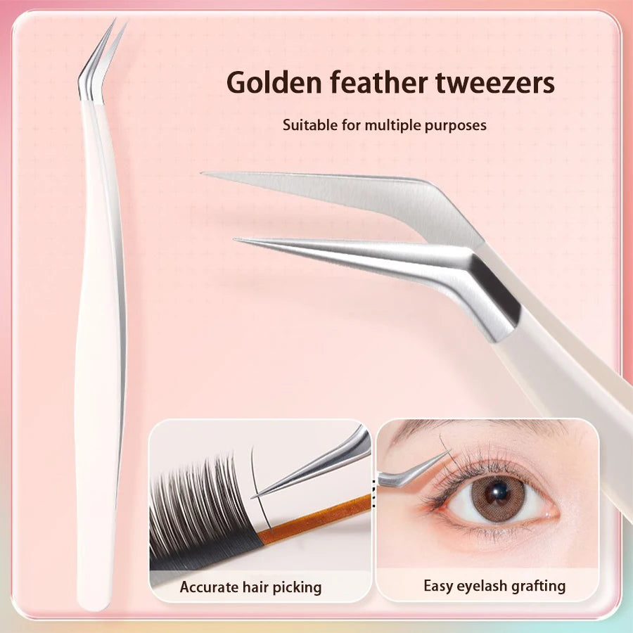Multifunctional Tweezers Stainless Steel Eyelash Tweezers Grafting False Eyelash Patches False Eyelash Aids Portable Tweezers Be