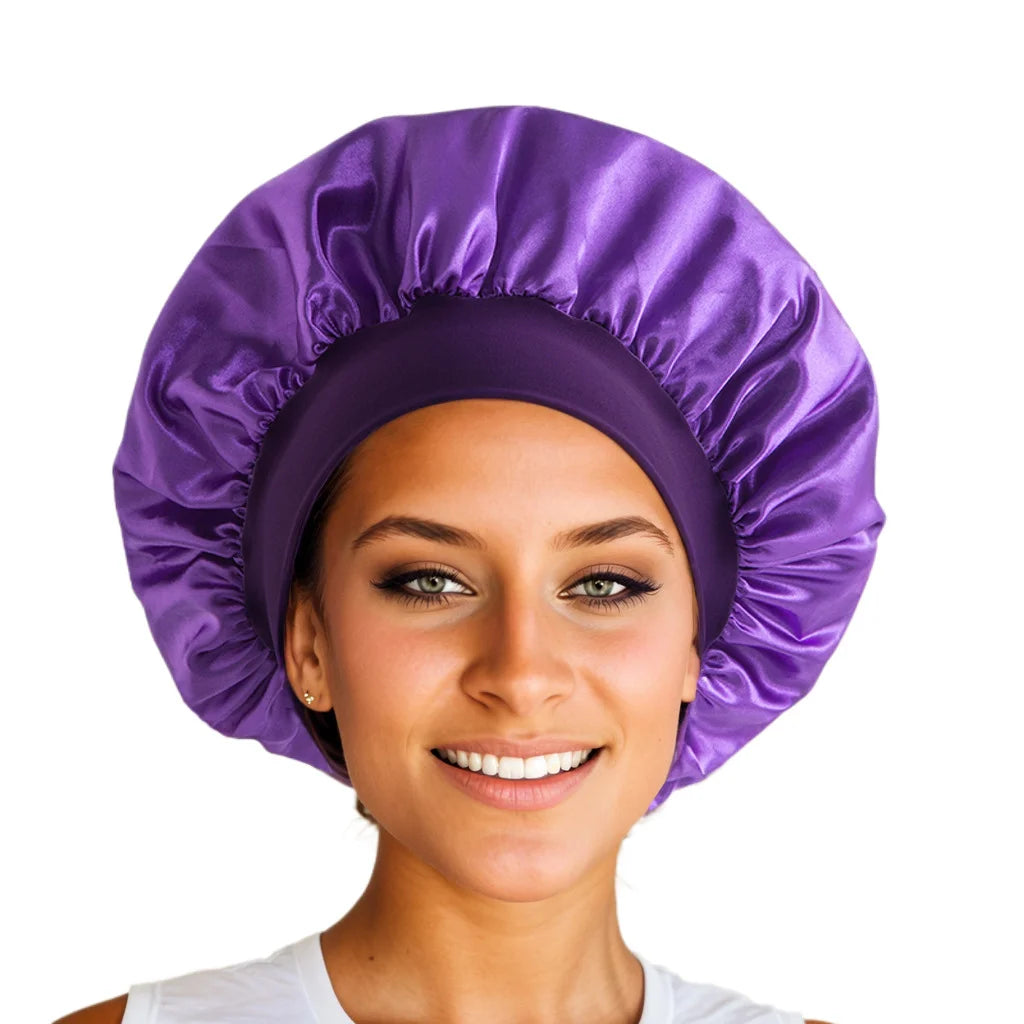 Shower Cap Hairdressing Hair Care Hat High Elasticity Monthly Shower Cap Female Nursing Satin Sleeping Cap