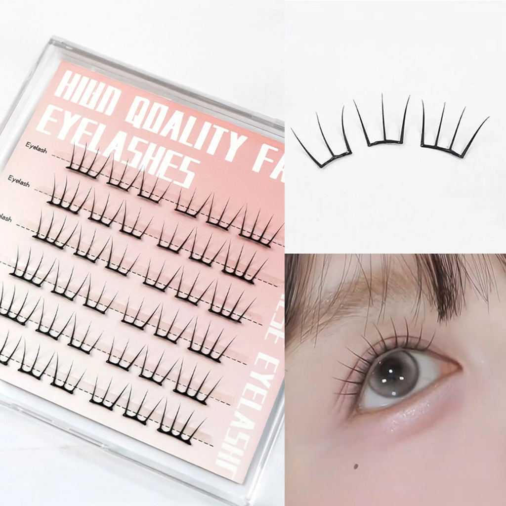 7-13mm Press on Lash Clusters Comic Eyelash Clusters No Glue Natural Cosplay False Eyelashes for Shopping Dating Traveling
