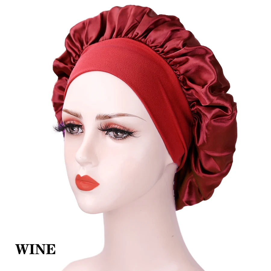 Shower Cap Hairdressing Hair Care Hat High Elasticity Monthly Shower Cap Female Nursing Satin Sleeping Cap