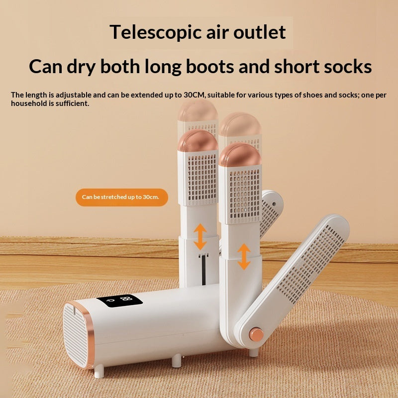 Telescopic air outlet for drying shoes and socks on a beige background