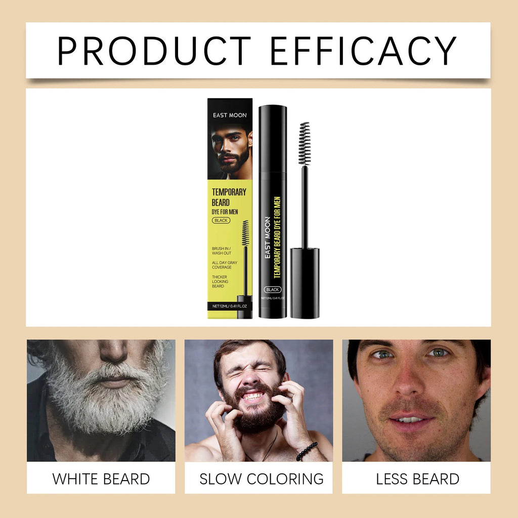 East Moon Natural Black Beard Dye for Men Male Moustache Filler Waterproof Shaping Portable Pernmanent Coloring Beard Dyeing Pen