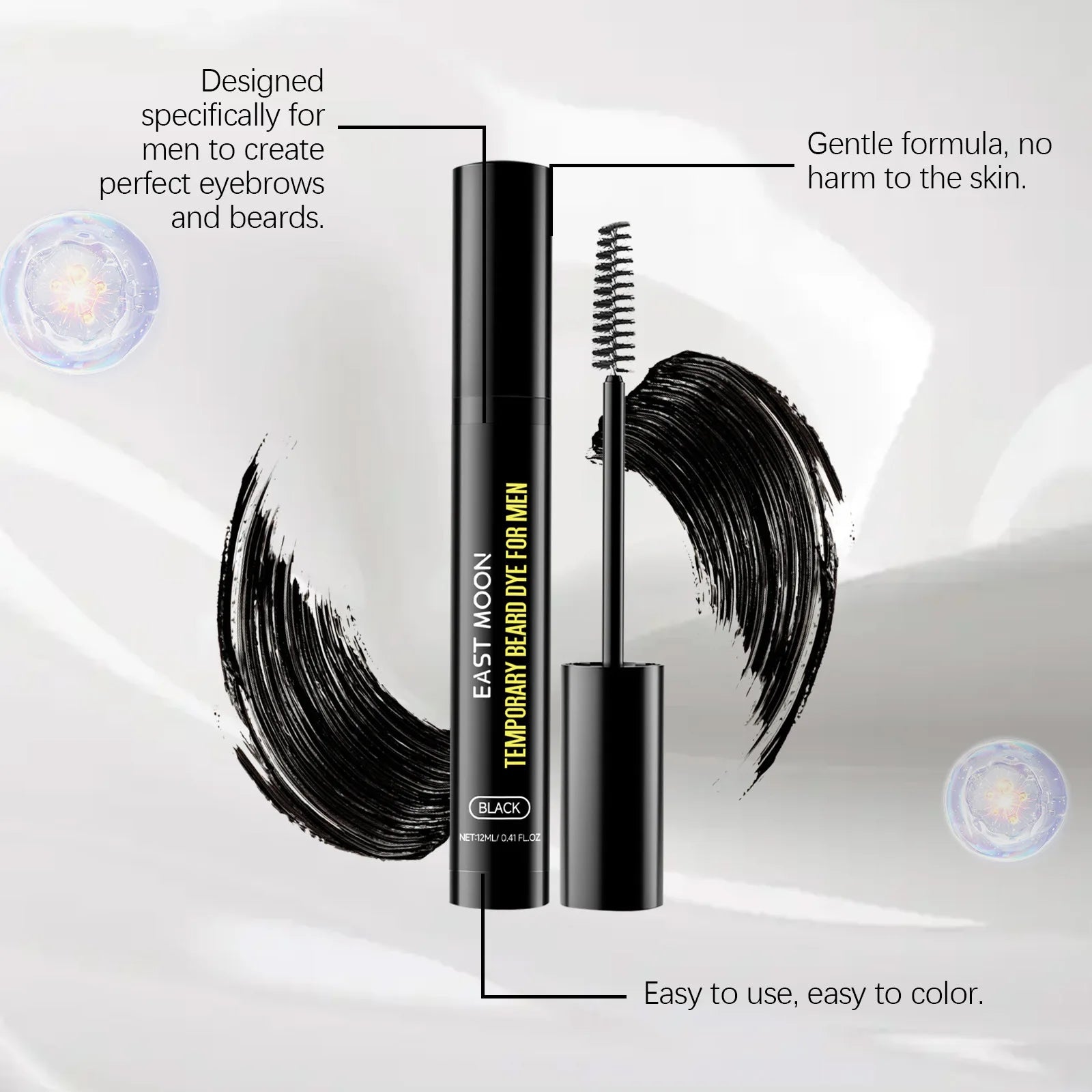 East Moon Natural Black Beard Dye for Men Male Moustache Filler Waterproof Shaping Portable Pernmanent Coloring Beard Dyeing Pen