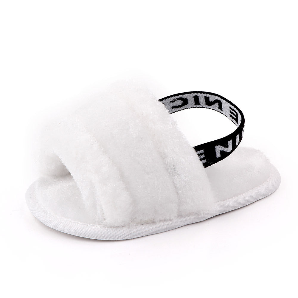 Baby Fur Sandals — Soft Fleece Non-Slip Infant Shoes