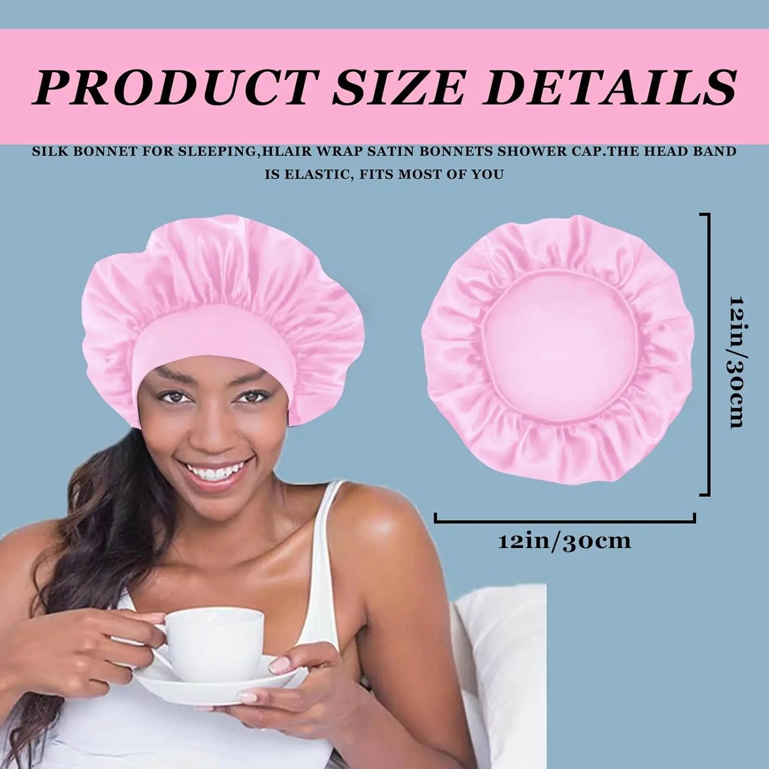 Shower Cap Hairdressing Hair Care Hat High Elasticity Monthly Shower Cap Female Nursing Satin Sleeping Cap