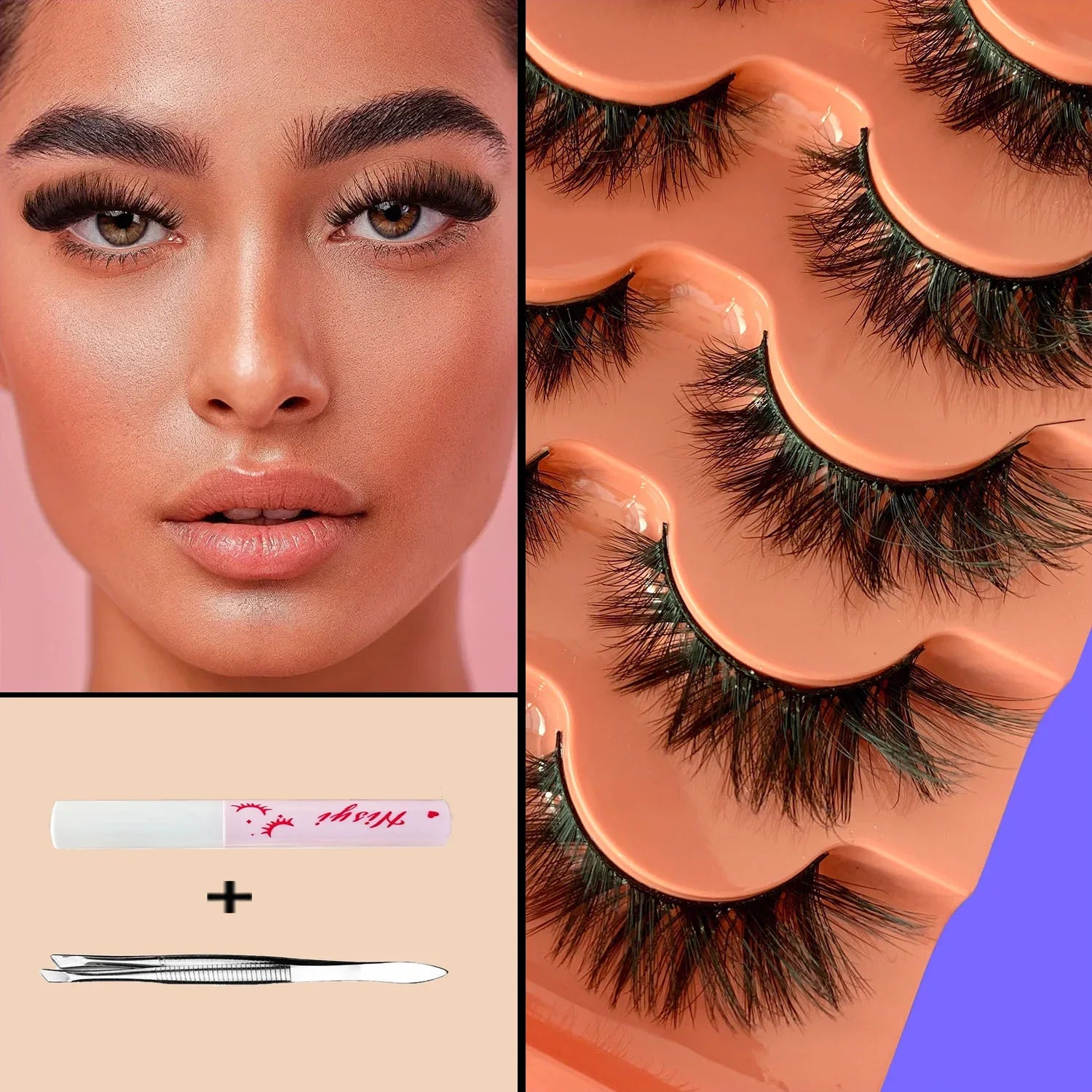 5 Pairs Volume Dramatic False Eyelashes Long Thick Wispy Eye Lashes for Stage Performance Party Cosplay Halloween Makeup