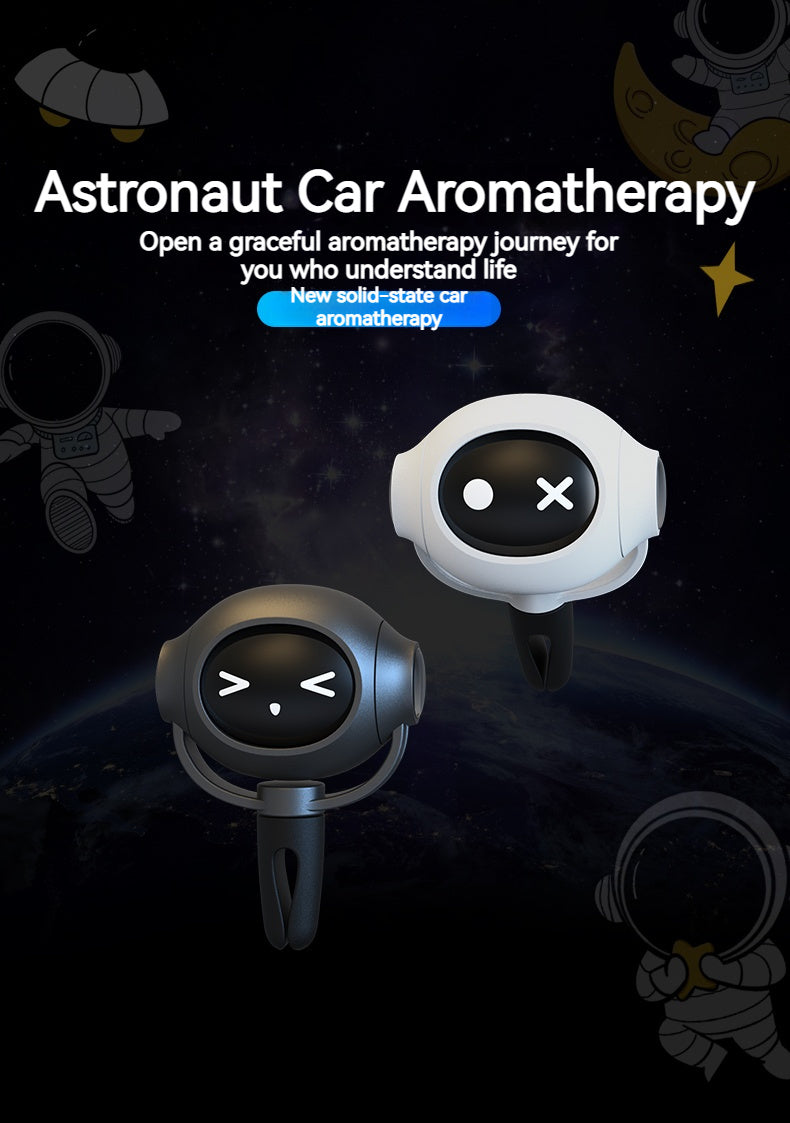 Two car aromatherapy diffusers with a space-themed background and text about astronaut car aromatherapy.