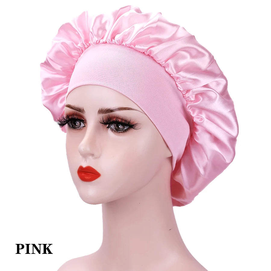 Shower Cap Hairdressing Hair Care Hat High Elasticity Monthly Shower Cap Female Nursing Satin Sleeping Cap