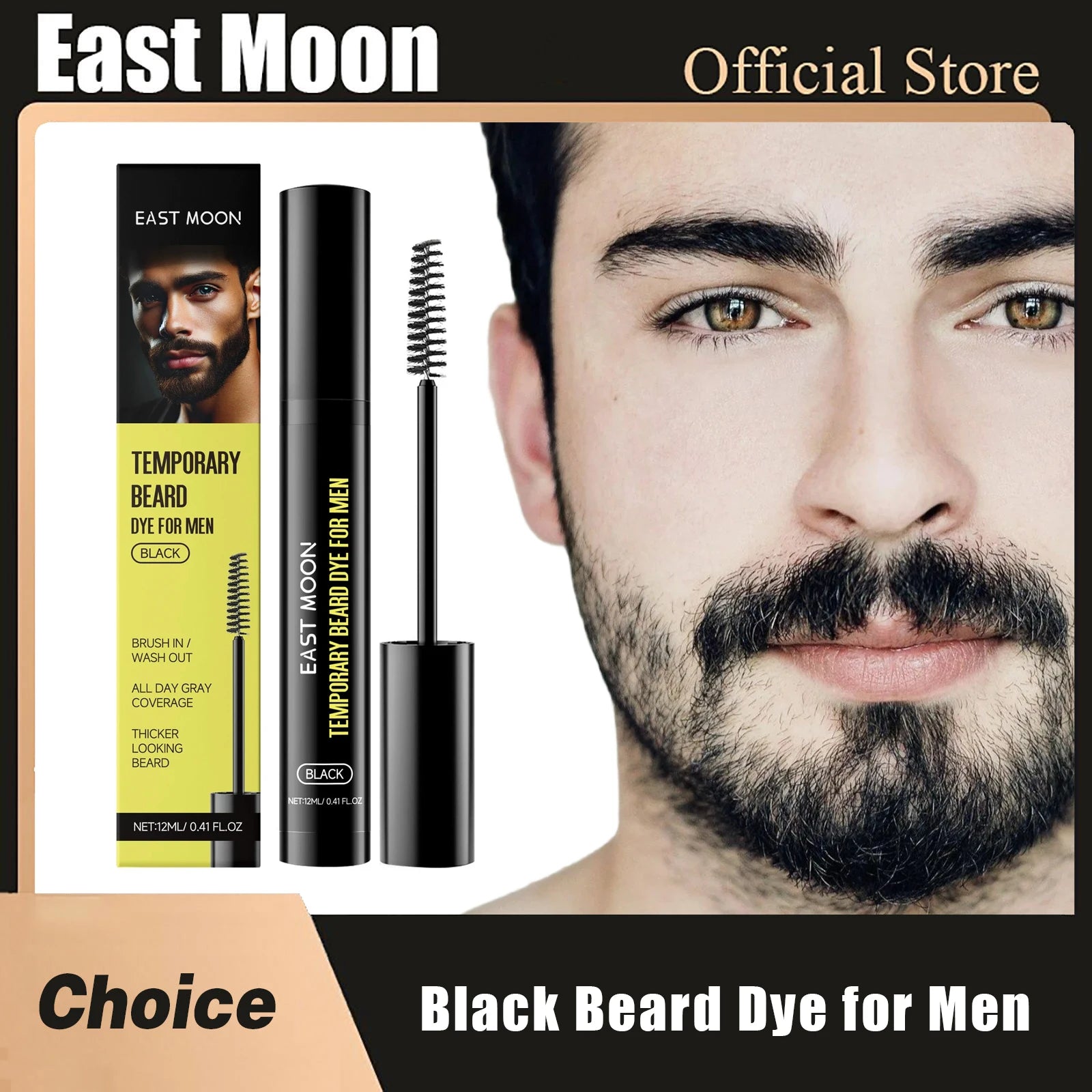 East Moon Natural Black Beard Dye for Men Male Moustache Filler Waterproof Shaping Portable Pernmanent Coloring Beard Dyeing Pen