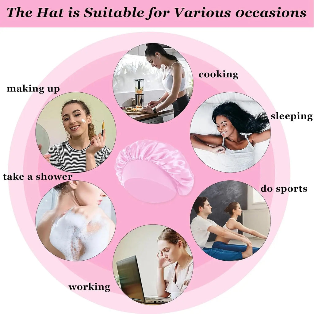 Shower Cap Hairdressing Hair Care Hat High Elasticity Monthly Shower Cap Female Nursing Satin Sleeping Cap