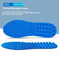 Blue PU sole massage insole with text on a light blue background