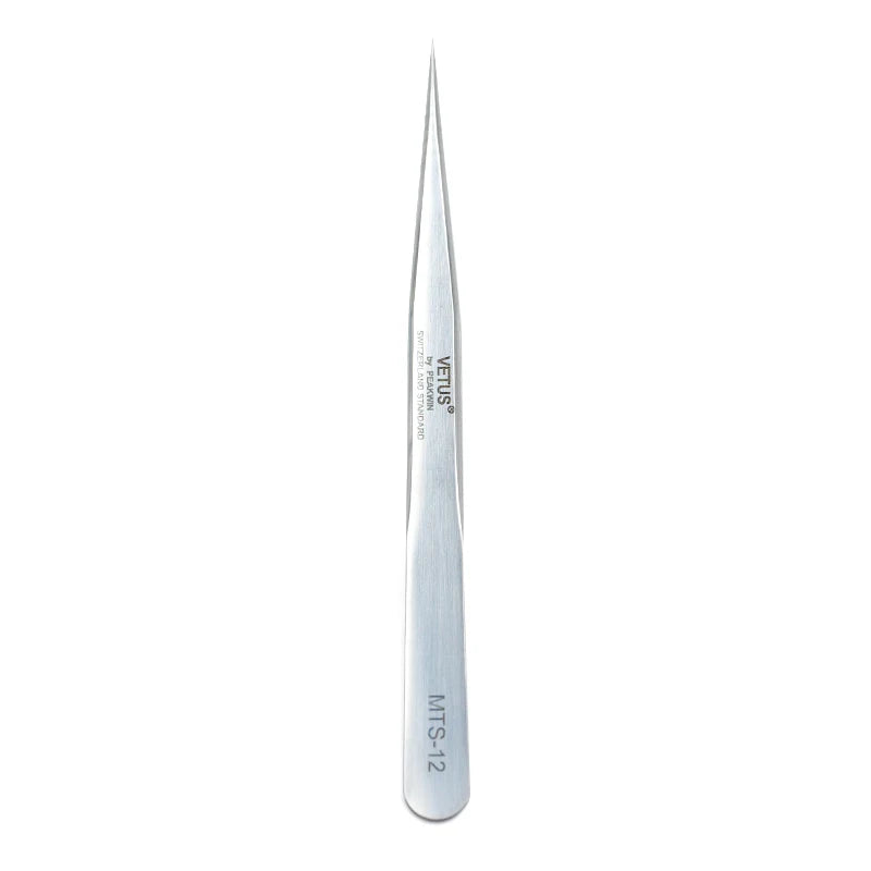 VETUS Original New MTS Series Silver Tweezers for Eyelash Extensions Stainless Steel Hyper Fine Tip Anti Static ESD Tweezers