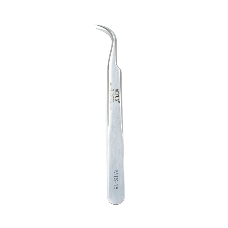 VETUS Original New MTS Series Silver Tweezers for Eyelash Extensions Stainless Steel Hyper Fine Tip Anti Static ESD Tweezers