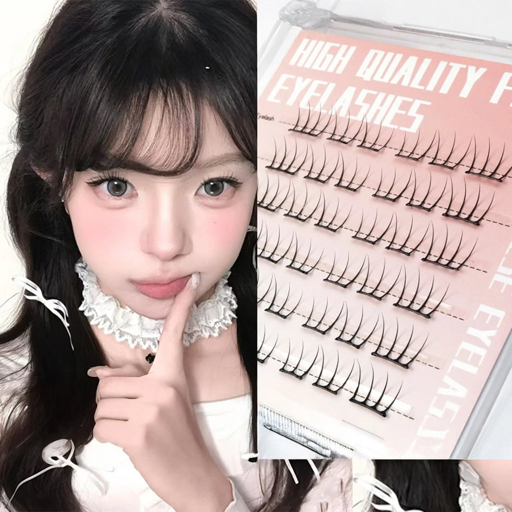 7-13mm Press on Lash Clusters Comic Eyelash Clusters No Glue Natural Cosplay False Eyelashes for Shopping Dating Traveling