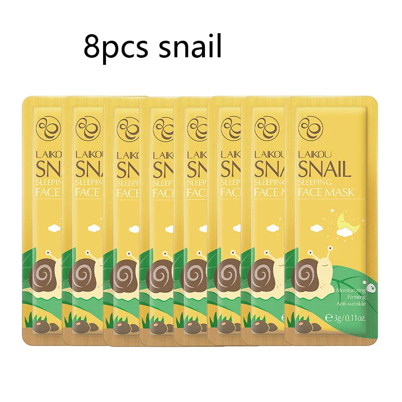 8pcs LAIKOU Moisturizing Facial Mask Hydrating Sleeping Face Sheet Masks Face Mask Beauty Korean Skin Care Products