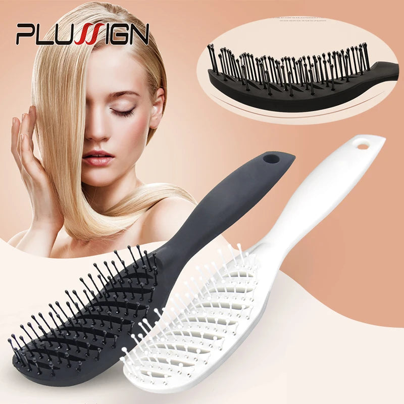 Styling Curly Hair Brush Salon Massager Comb Brush Detangling Drying Brush Anti Static Curved Vent Brush Scalp Massage Comb