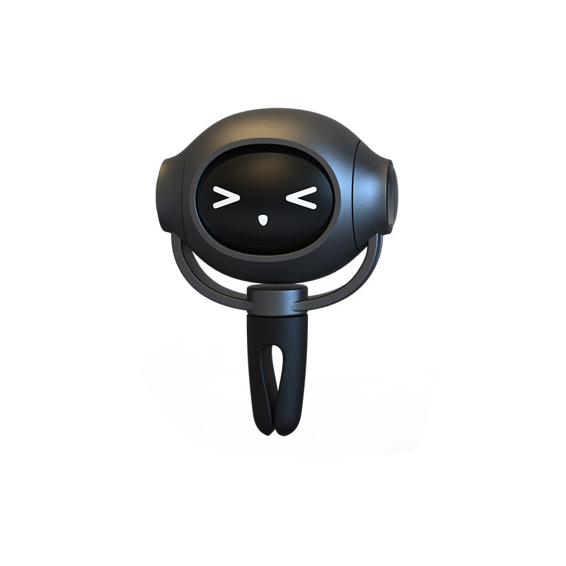 Black wireless earbud on a white background