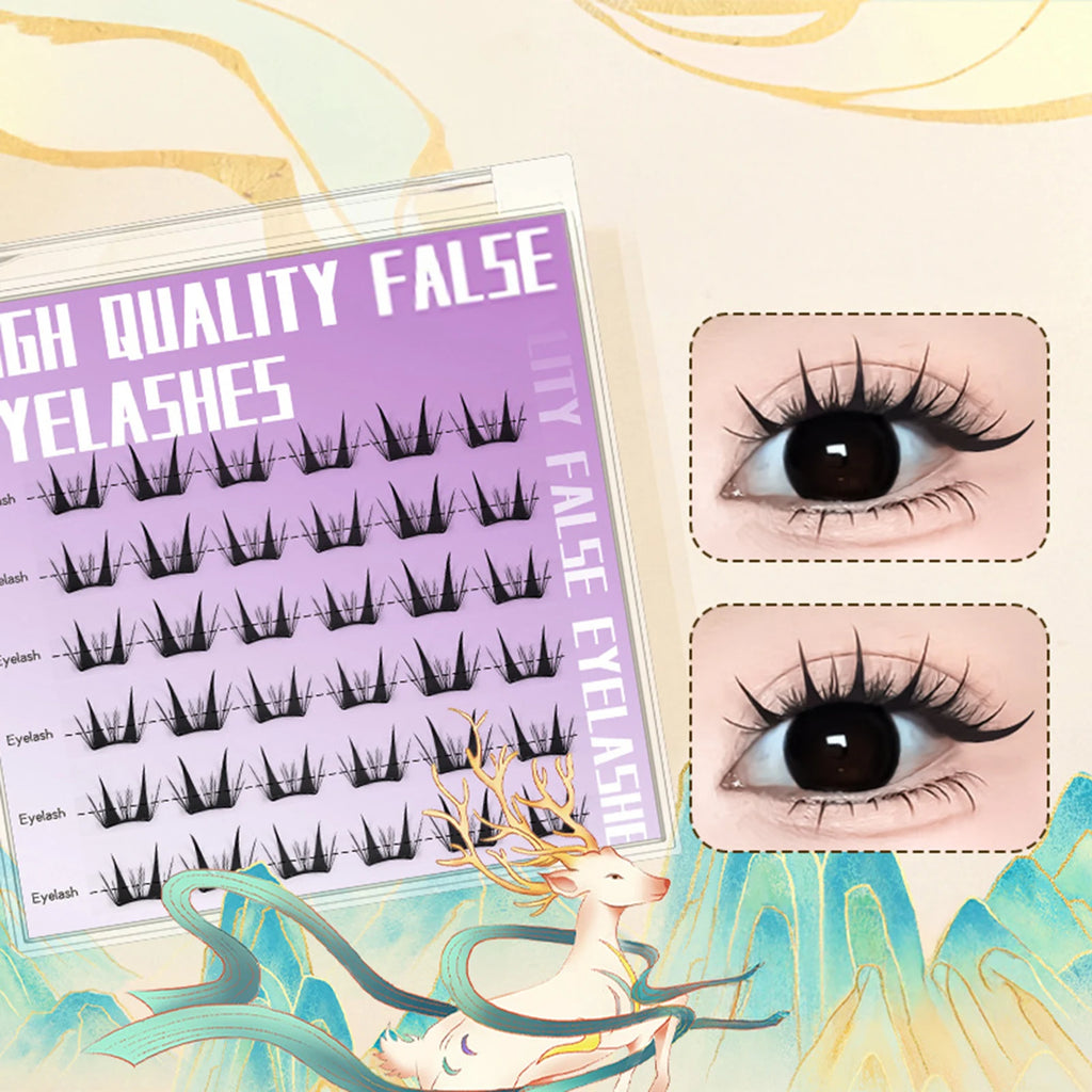 7-13mm Press on Lash Clusters Comic Eyelash Clusters No Glue Natural Cosplay False Eyelashes for Shopping Dating Traveling