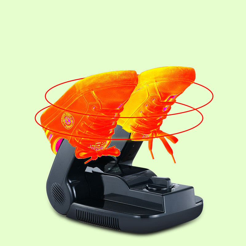 Shoe with glowing orange sole on a green background