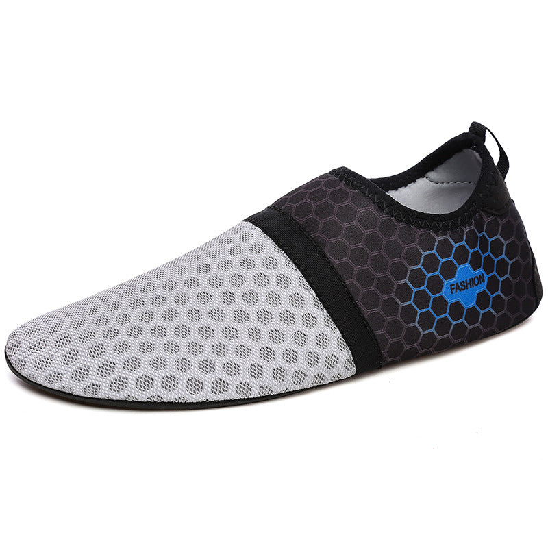 Sole shoe with gray and black pattern on a white background