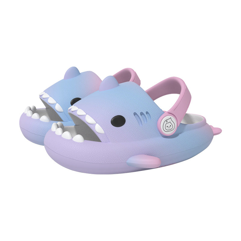 Shark-themed children's shoes with gradient color on a white background