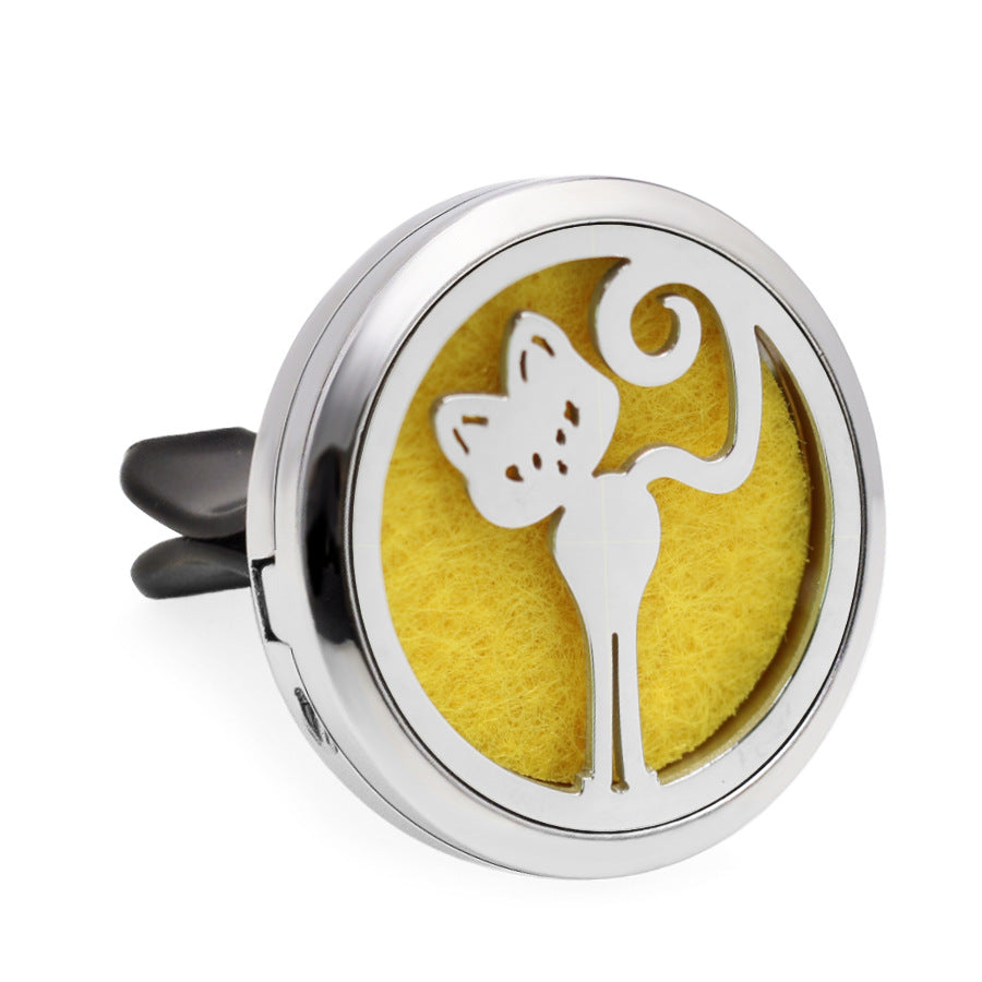 Round diffuser with cat design on a yellow background