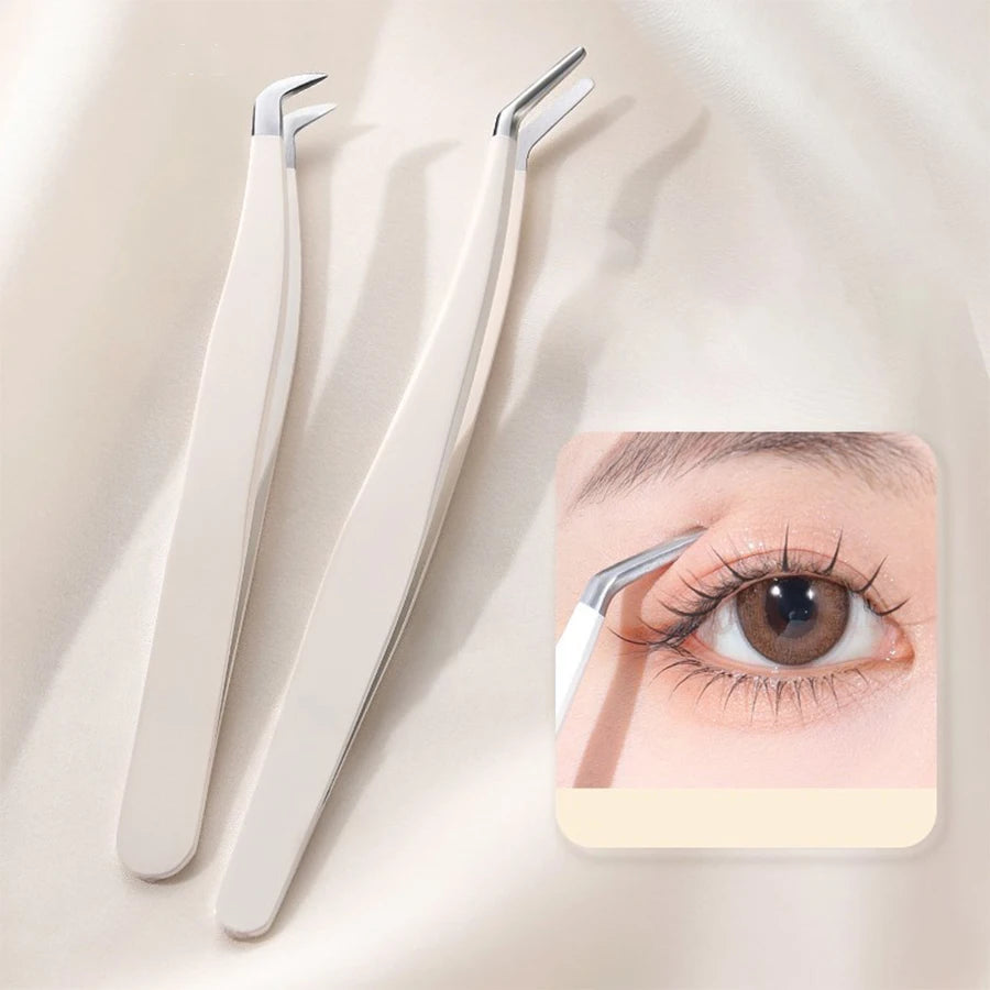 Multifunctional Tweezers Stainless Steel Eyelash Tweezers Grafting False Eyelash Patches False Eyelash Aids Portable Tweezers Be