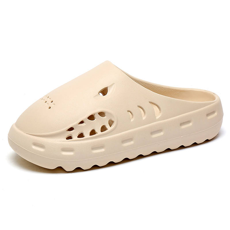 Beige clog shoe on a white background
