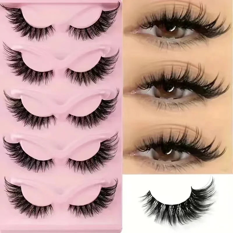 5 Pairs Volume Dramatic False Eyelashes Long Thick Wispy Eye Lashes for Stage Performance Party Cosplay Halloween Makeup