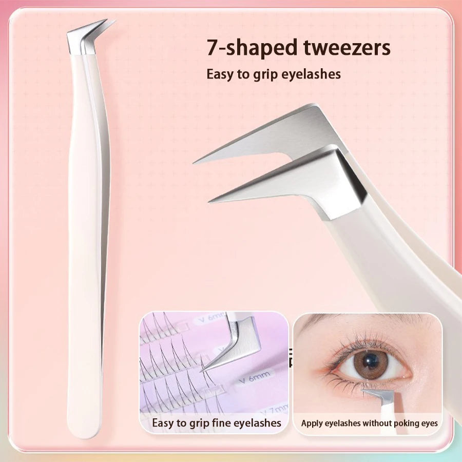 Multifunctional Tweezers Stainless Steel Eyelash Tweezers Grafting False Eyelash Patches False Eyelash Aids Portable Tweezers Be